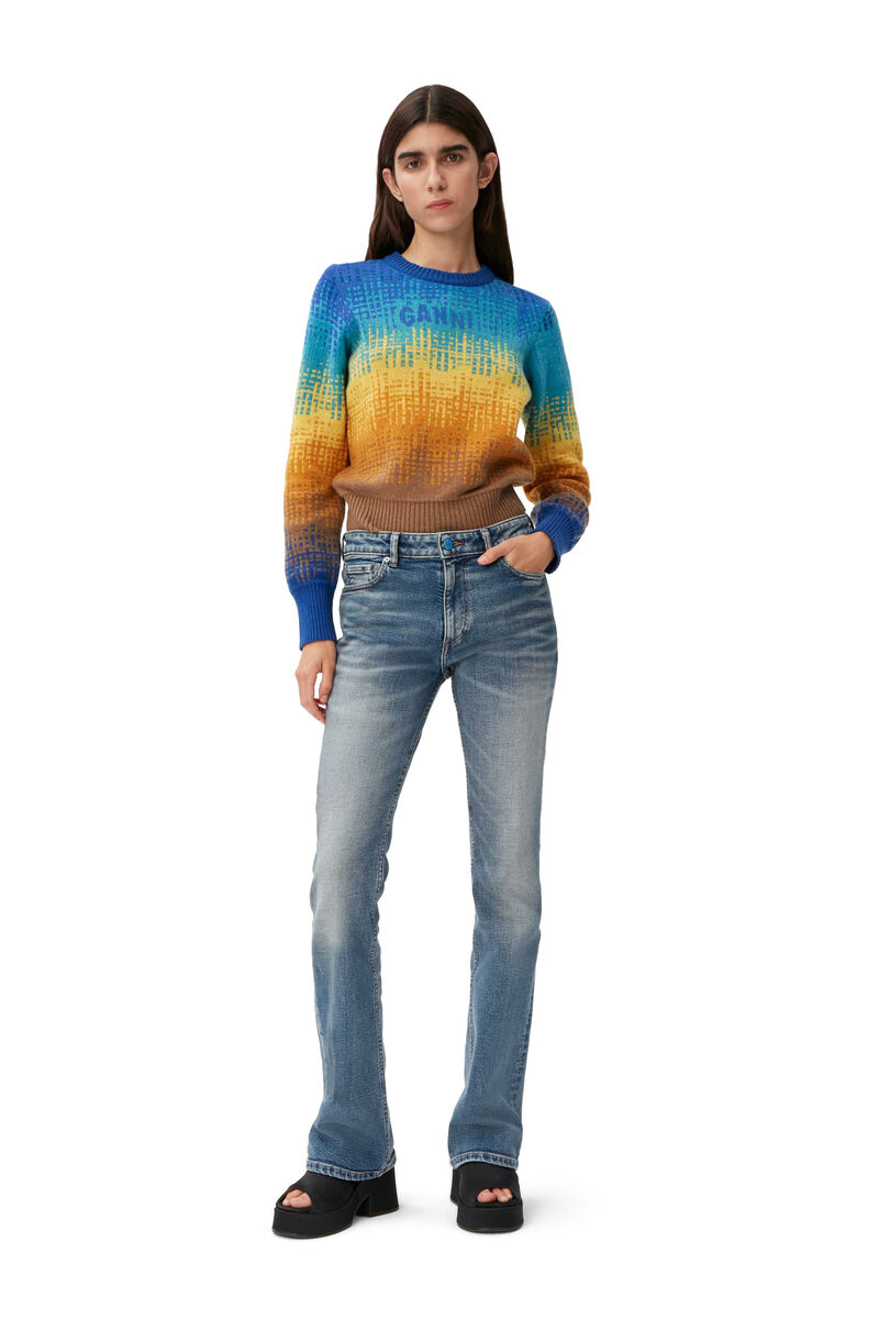 Graphic Wool Pullover, Recycled Polyamide, in colour Cloisonne - 1 - GANNI