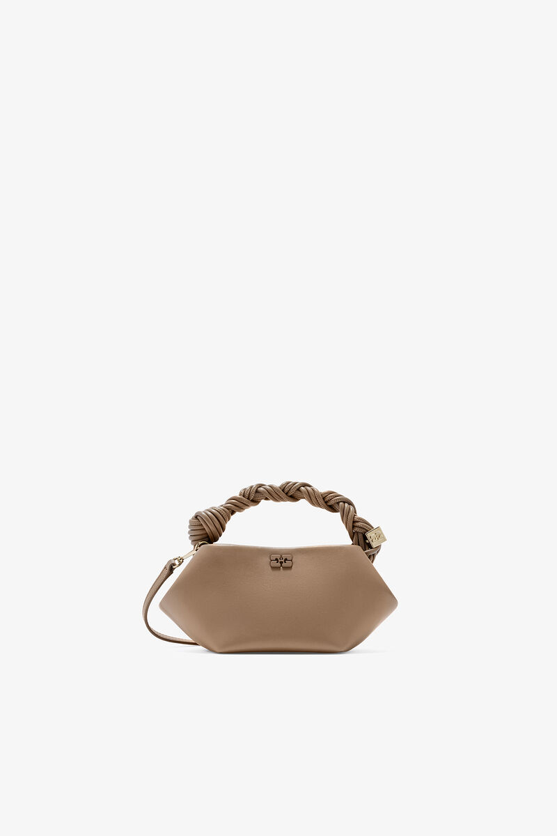 Mini Bou Bag in Brown, Recycled Leather, in colour Coca Mocha - 1 - GANNI