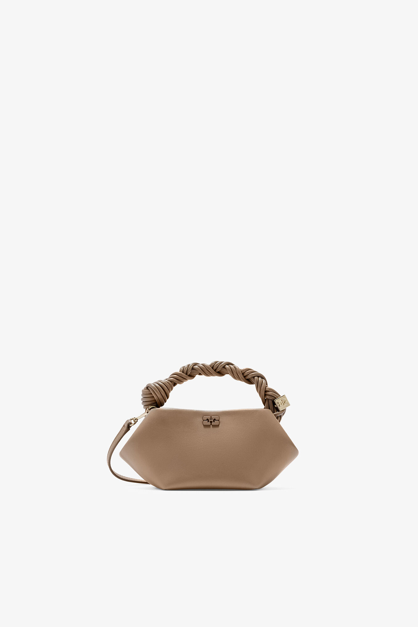 Mini Bou Bag in Brown, Recycled Leather, in colour Coca Mocha - 1 - GANNI