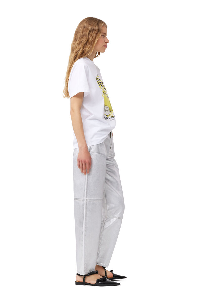 White Relaxed Lemon T-shirt, Cotton, in colour Bright White - 4 - GANNI