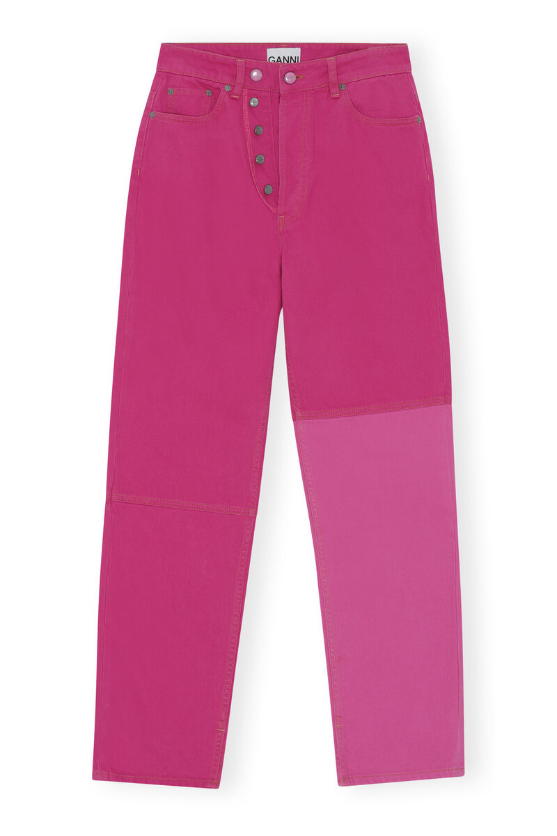 Figni Jeans, Cotton, in colour Phlox Pink - 1 - GANNI