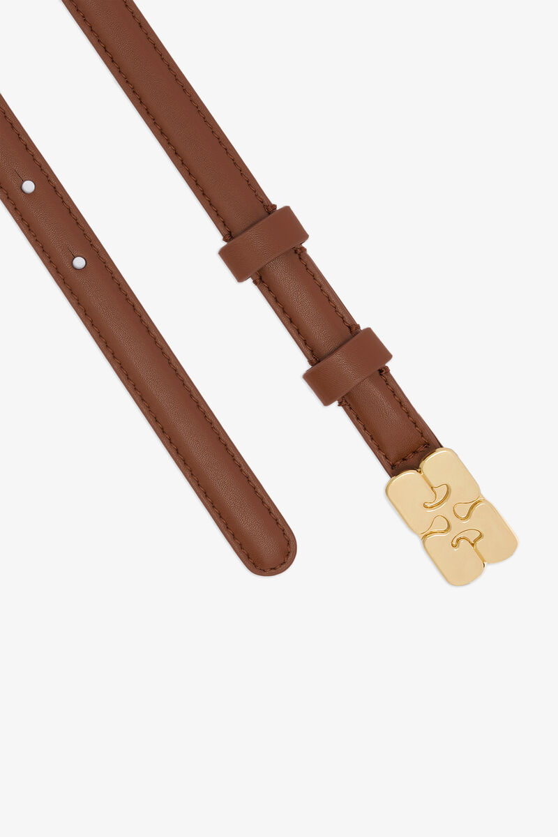Kat Belt Small in Light Brown, Recycled Leather, in colour Sorrel Horse - 2 - GANNI