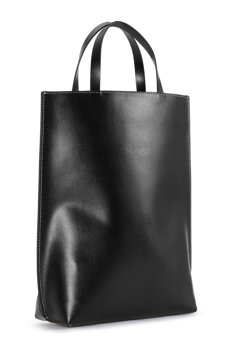 Medium Tote Bag, Leather, in colour Black - 2 - GANNI
