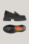 Cleated Chunky Loafer, Leather, in colour Black - 2 - GANNI