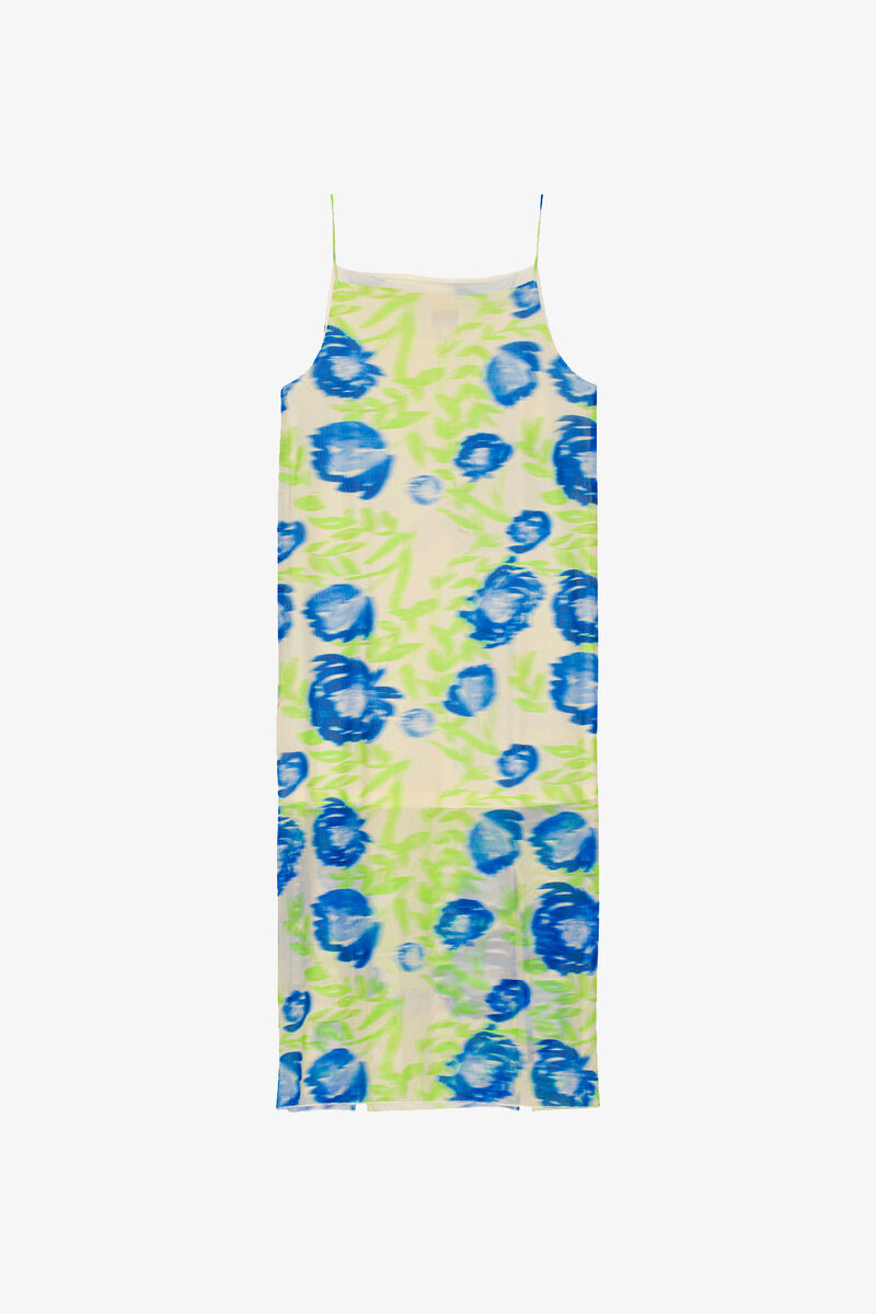 Printed Mesh Slip Dress, Recycled Nylon, in colour Strong Blue - 2 - GANNI