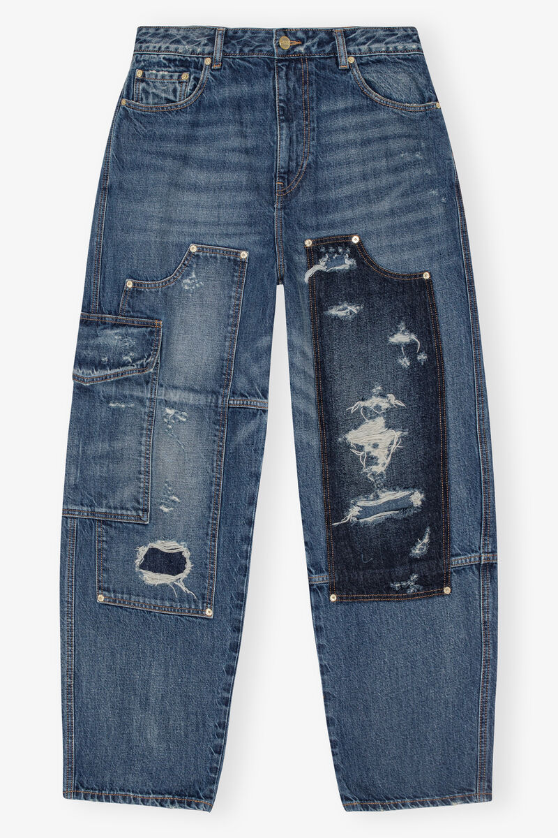 Dark Blue Carpenter Jeans, Cotton, in colour Mid Blue Vintage - 1 - GANNI