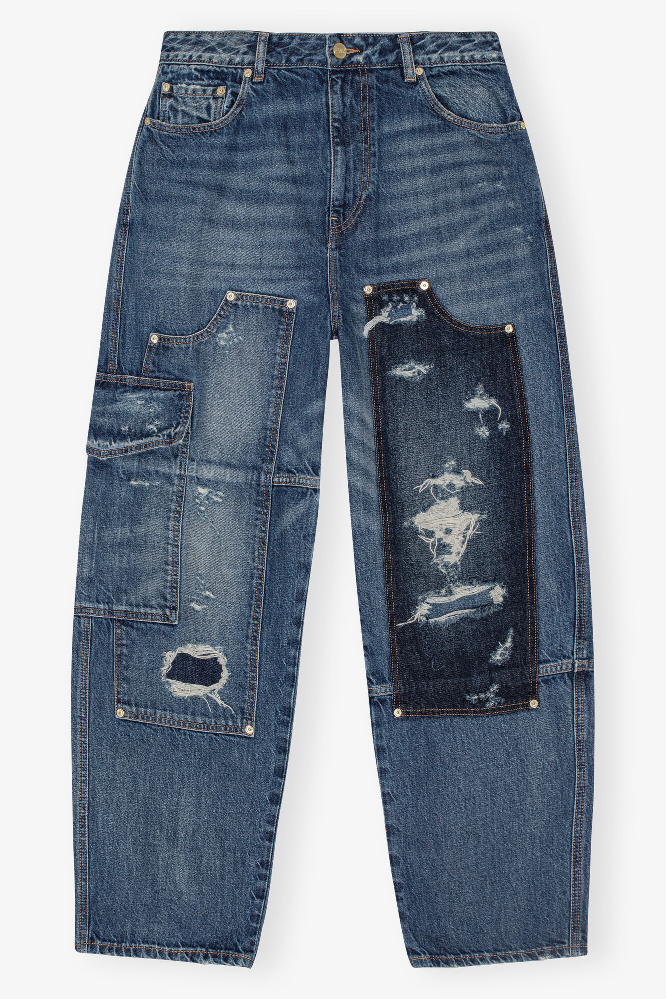 Dark Blue Carpenter Jeans, Cotton, in colour Mid Blue Vintage - 1 - GANNI