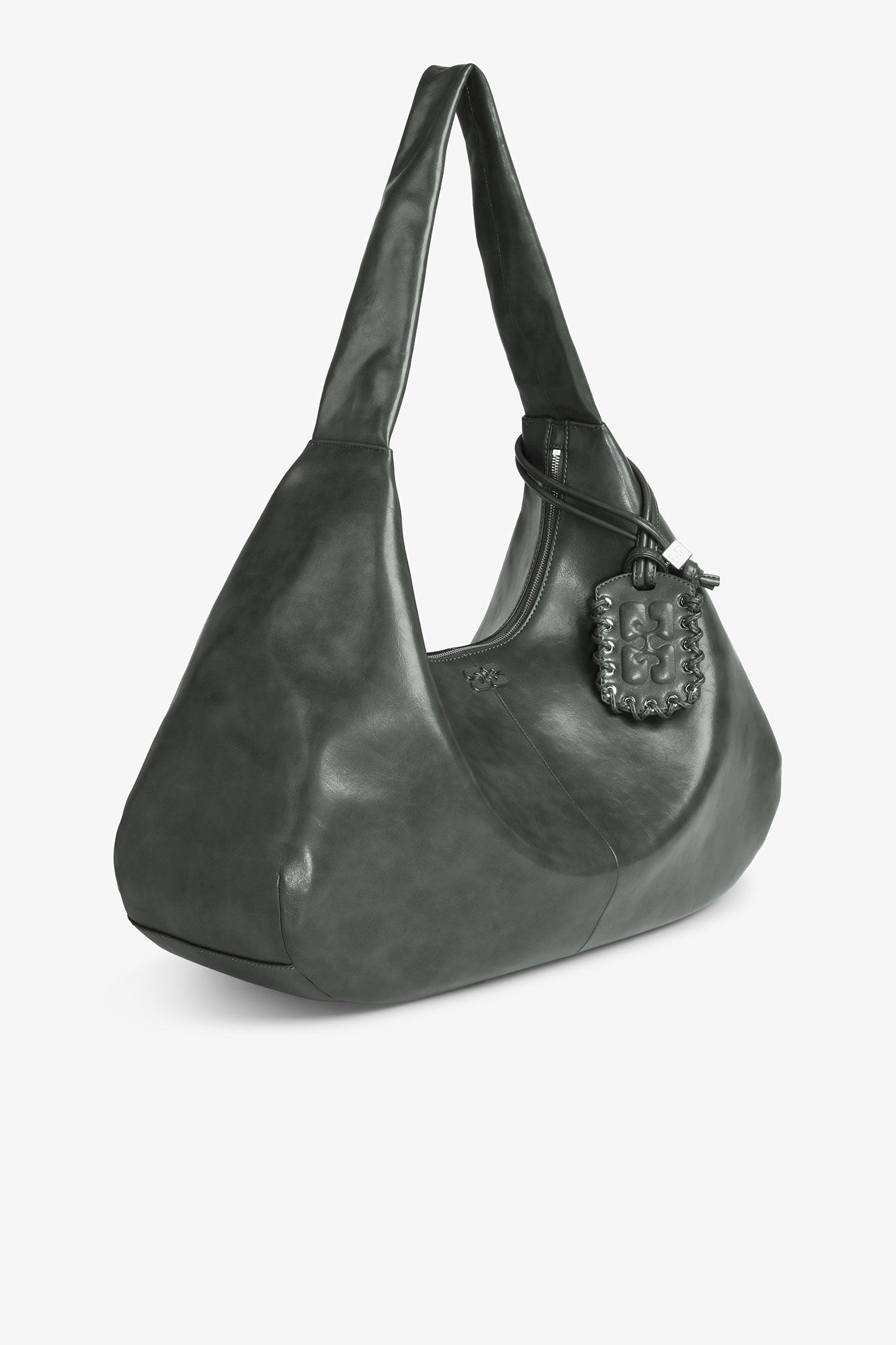 Steal Grey XXL Hobo Bag, Lyocell, in colour Steal Grey - 2 - GANNI