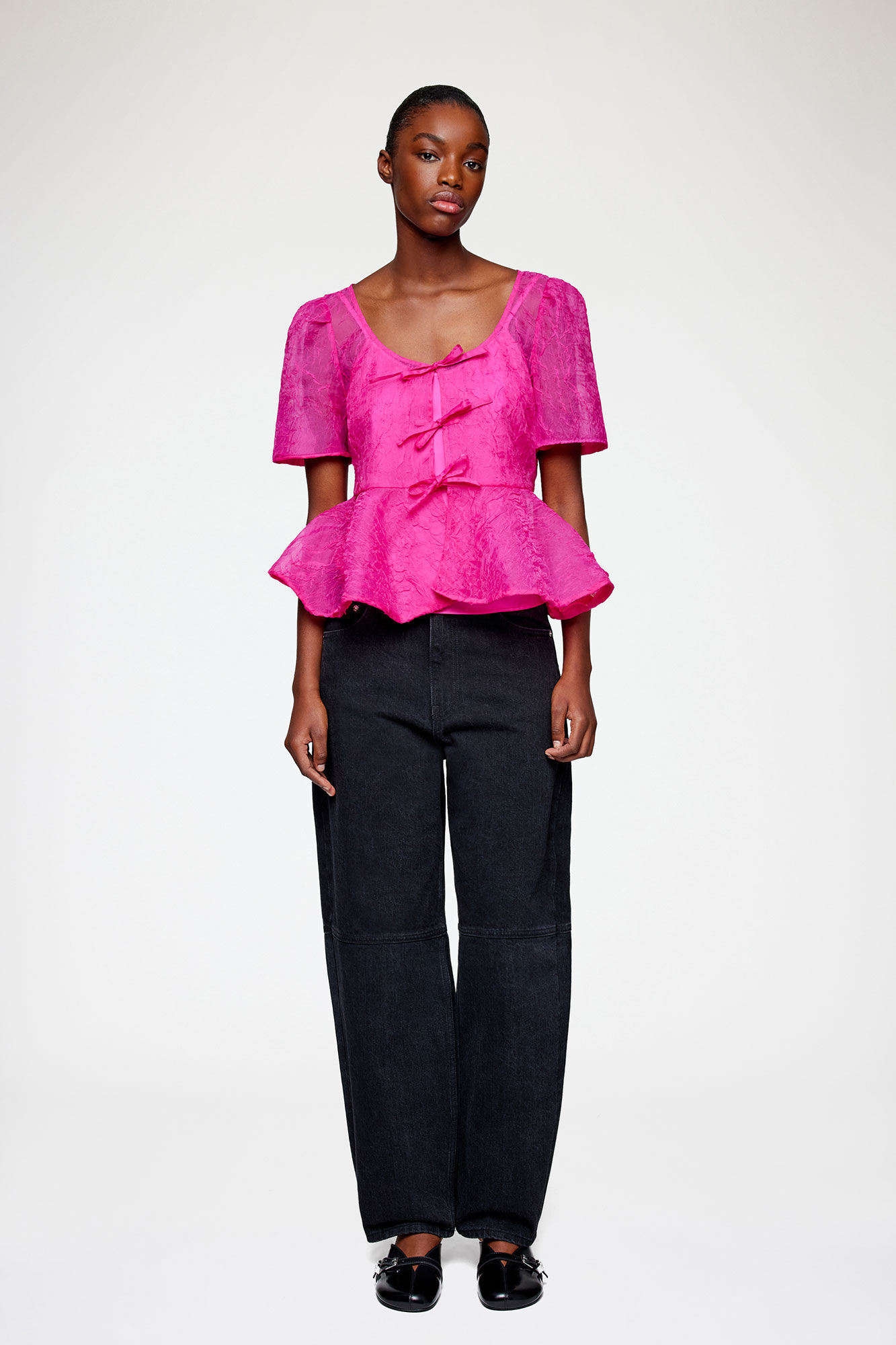 Peplum Blouse in Shibori Organza | GANNI US