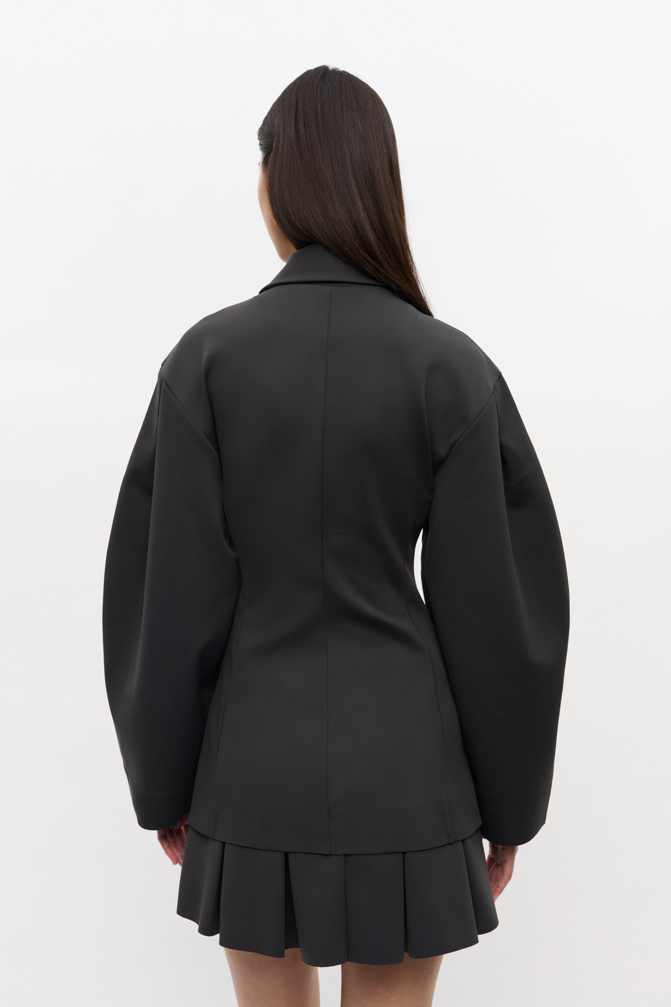 Black Structured Blazer, Elastane, in colour Phantom - 3 - GANNI
