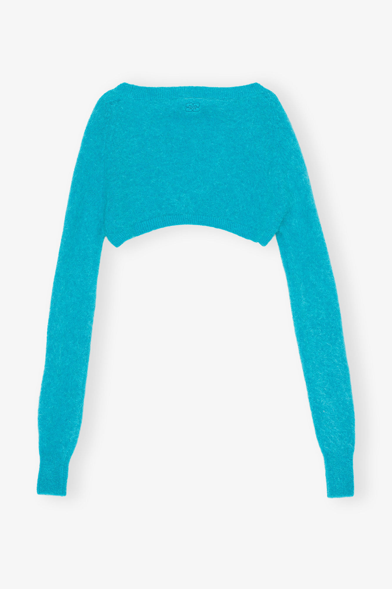 Blue Brushed Alpaca Bolero, Alpaca, in colour Blue Curacao - 2 - GANNI