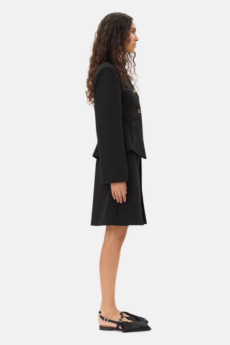 Black Light Twill Suiting Blazer, Recycled Polyester, in colour Black - 3 - GANNI