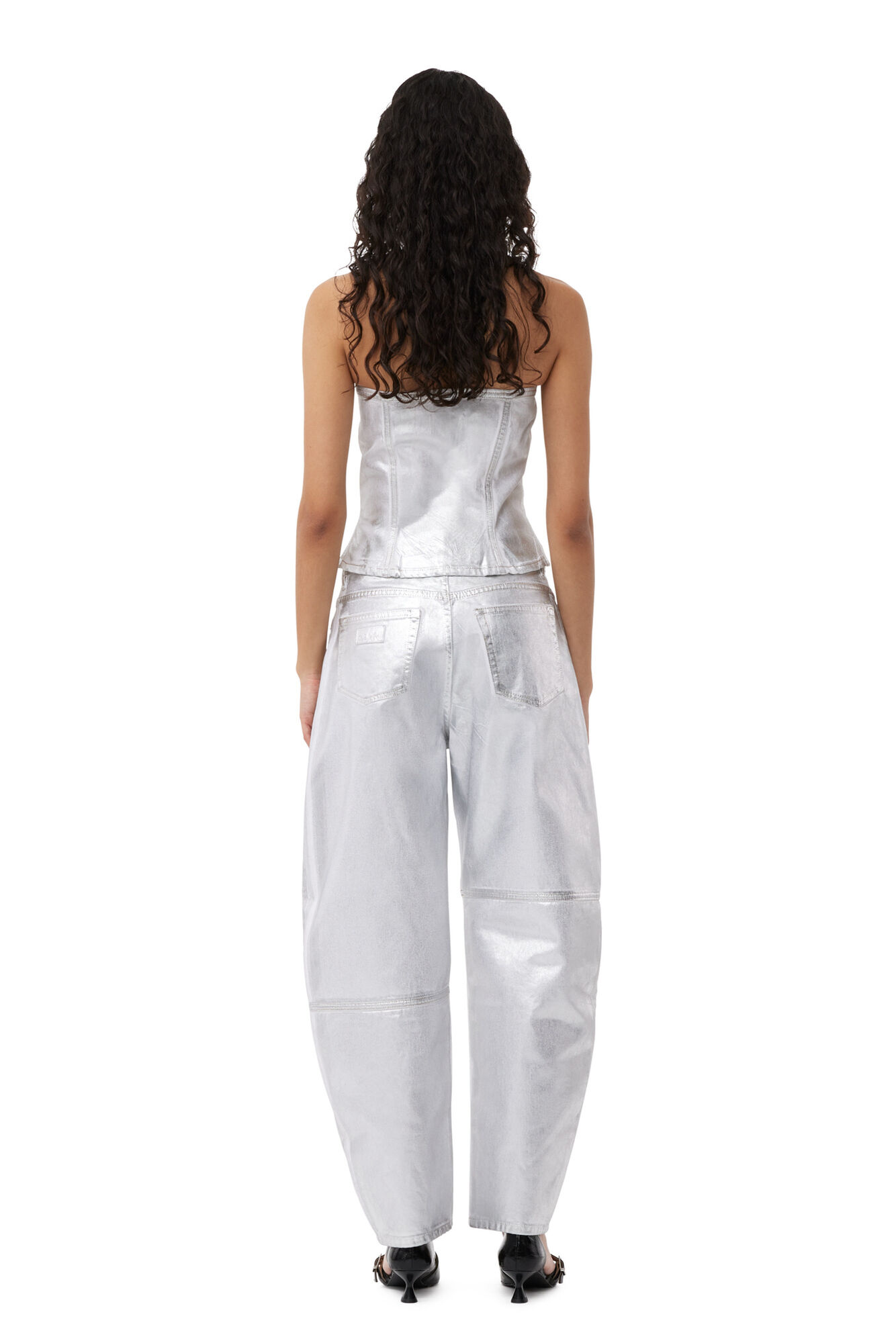 Jean Stary feuille d’argent, Cotton, in colour Bright White - 2 - GANNI