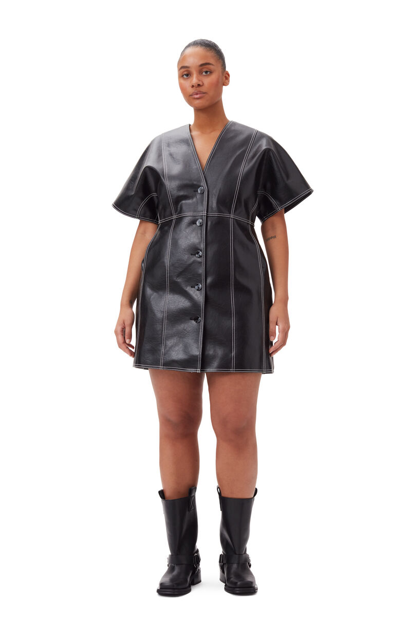 Black Future Oleatex Fitted Shaped Sleeve Mini klänning, Cotton, in colour Black - 5 - GANNI