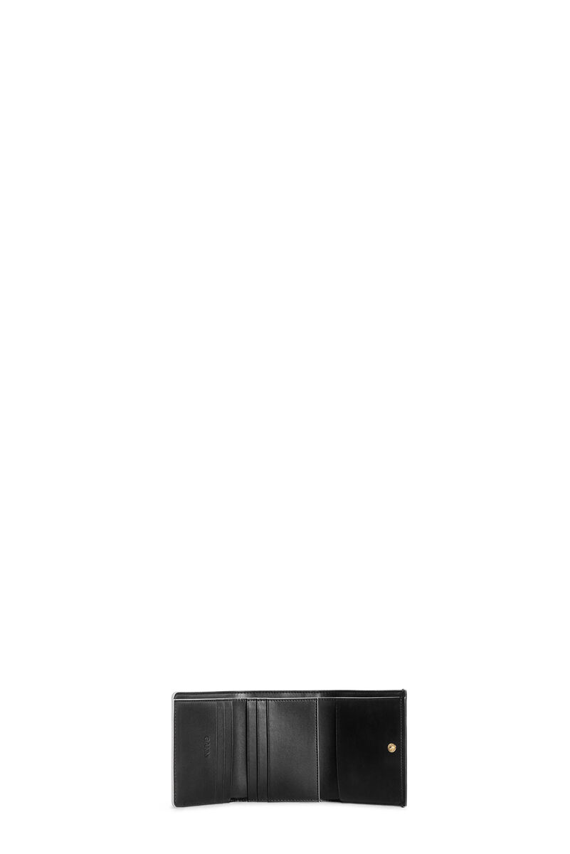 Black Ganni Bou Trifold Wallet, Polyester, in colour Black - 3 - GANNI