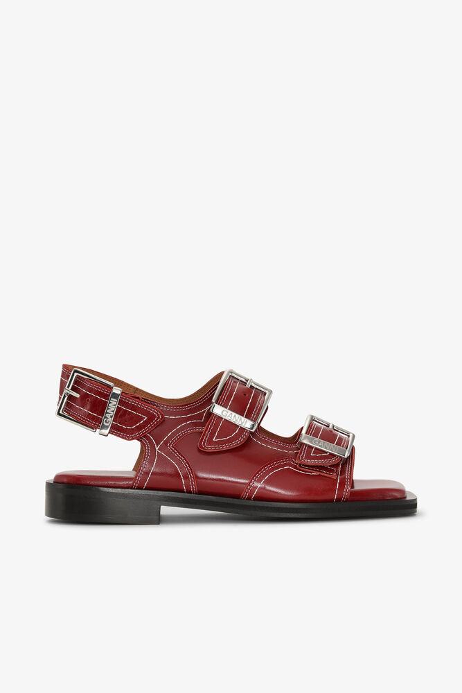 Embroidered Western Sandals, Barbados Cherry