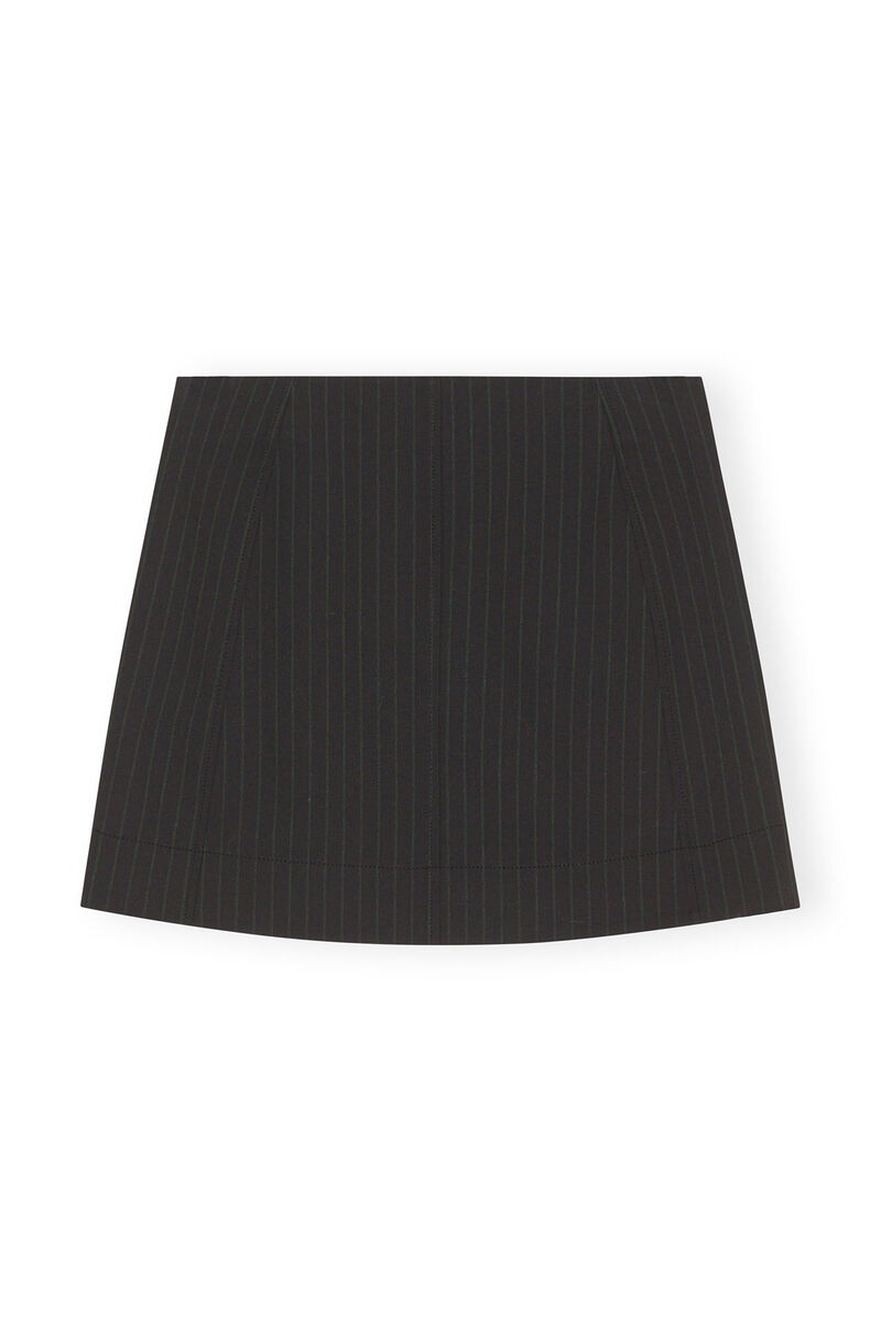 Stripe Mini Skirt, Elastane, in colour Black - 1 - GANNI