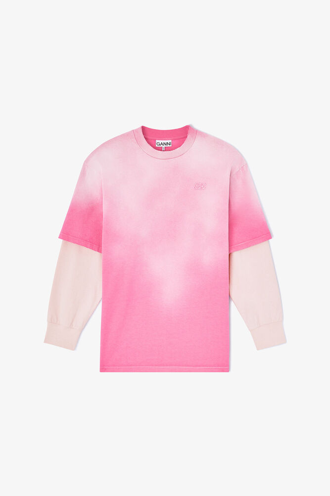 T-shirt &agrave; manches longues en jersey d&eacute;lav&eacute;, Chalk Pink