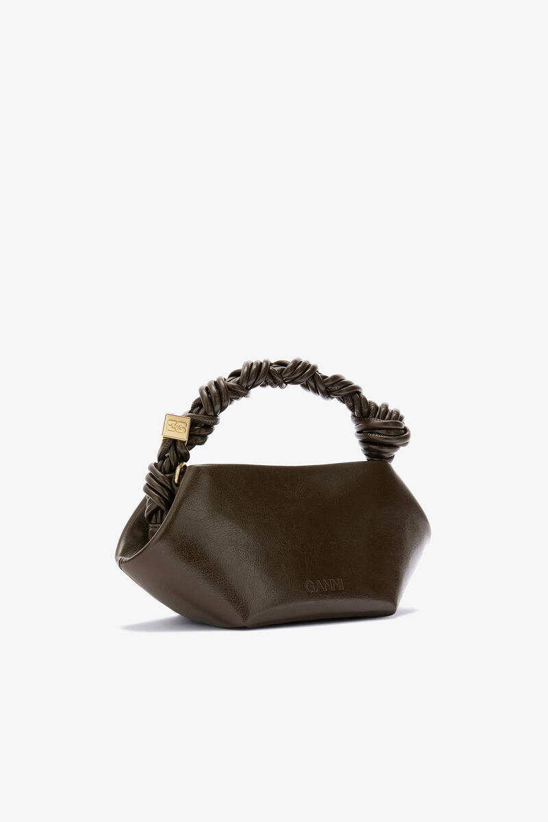 Grøn mini Bou taske i crinkle tekstur, in colour Dark Olive - 2 - GANNI