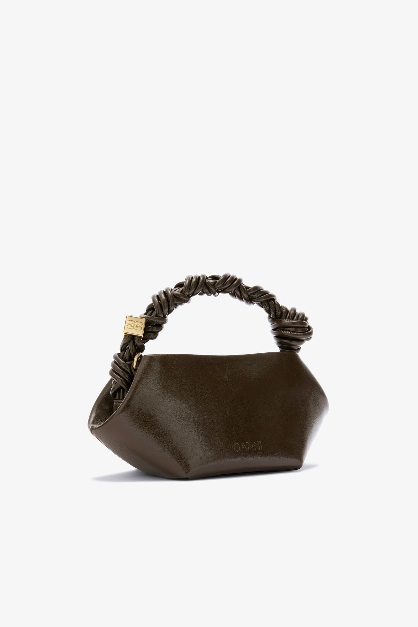 Grøn mini Bou taske i crinkle tekstur, in colour Dark Olive - 2 - GANNI