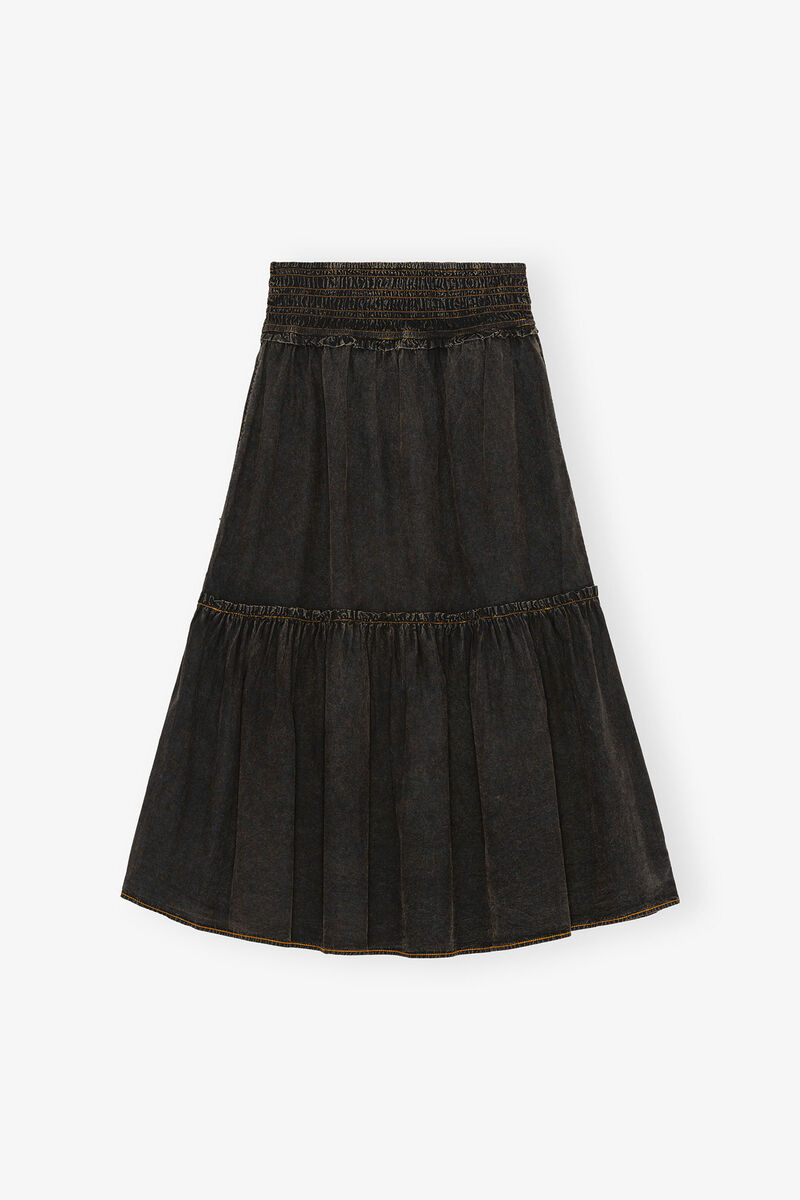 Black Washed Smock Skirt, Cotton, in colour Black - 2 - GANNI