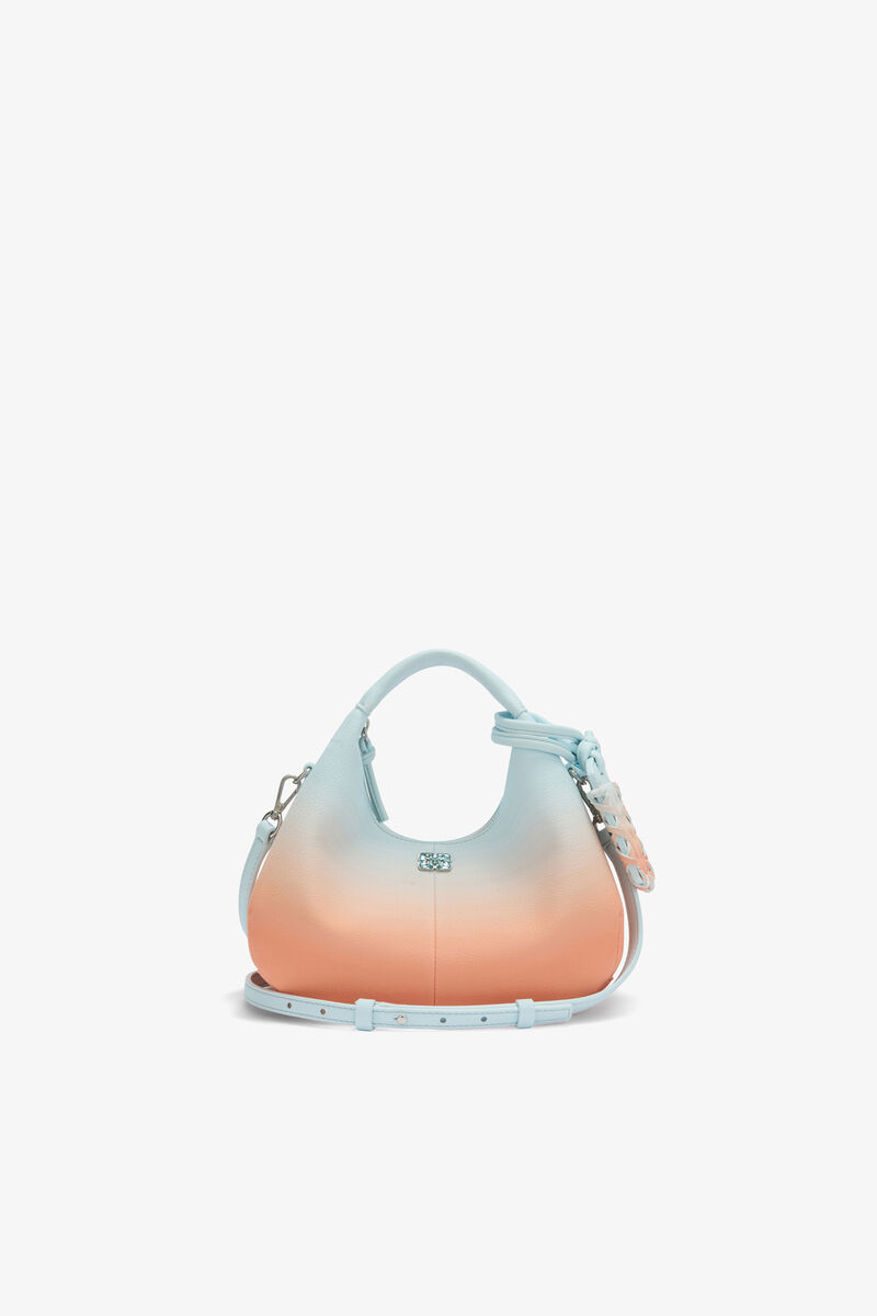 Mini Hobo Bag in Gradient Blue, Recycled Polyester, in colour Country Air - 1 - GANNI