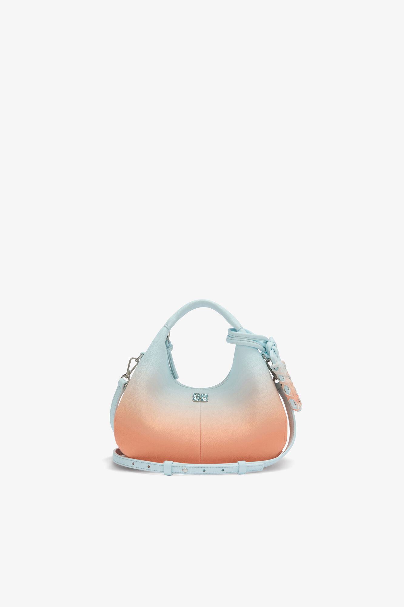 Mini Hobo Bag in Gradient Blue, Recycled Polyester, in colour Country Air - 1 - GANNI