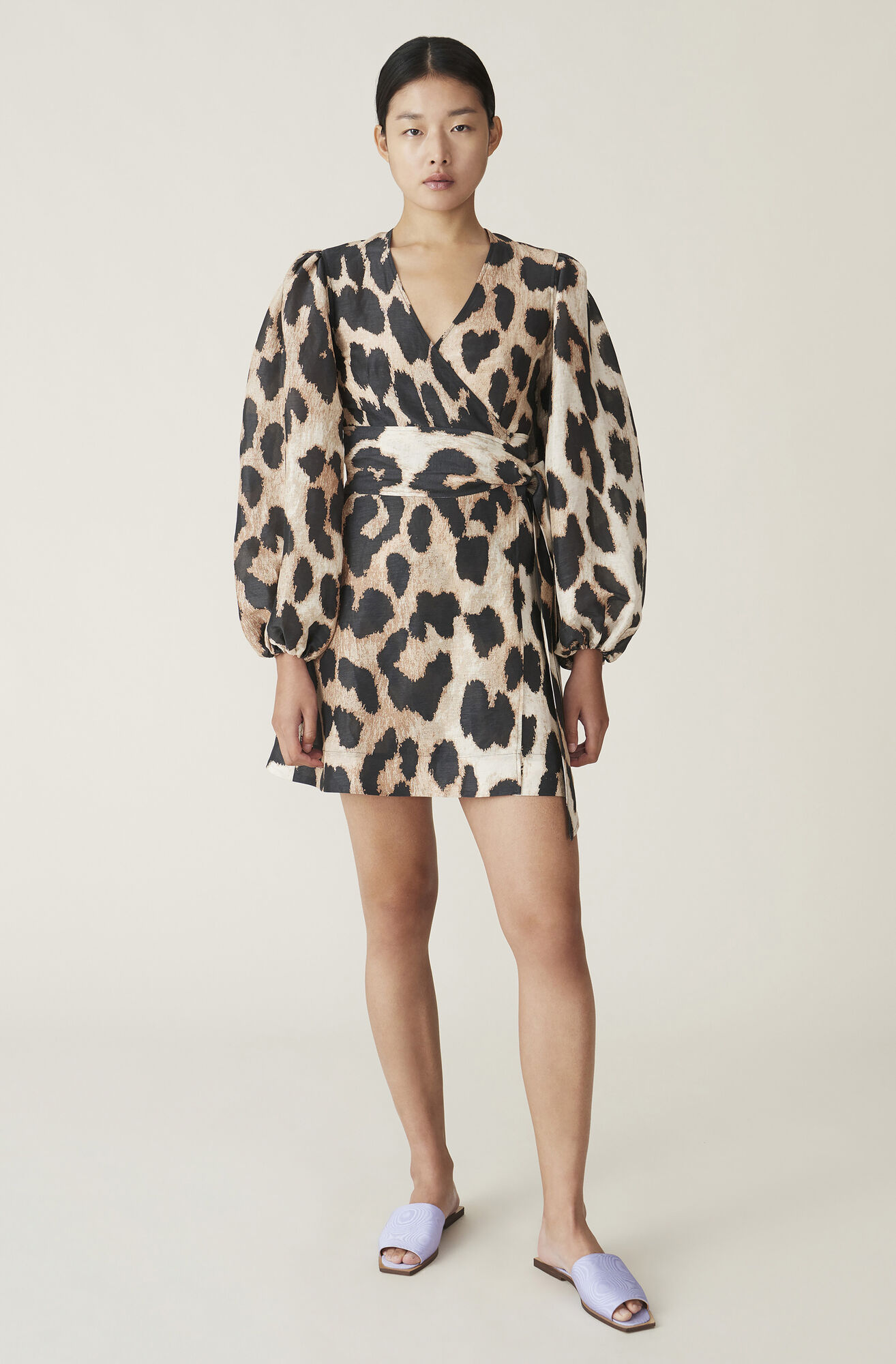 Ganni Us Silk Linen Wrap Dress 190 00 Usd Shop Your New