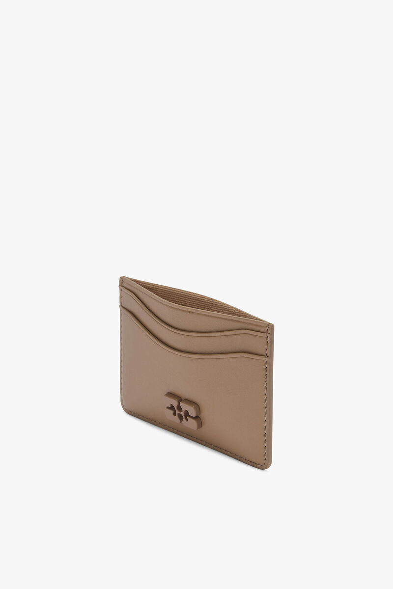 Bou Card Holder in Brown, Recycled Leather, in colour Coca Mocha - 3 - GANNI
