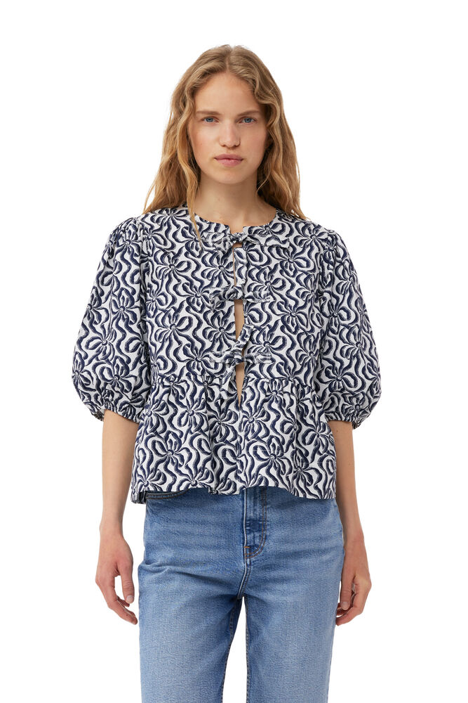 Printed Cotton Peplum Blouse