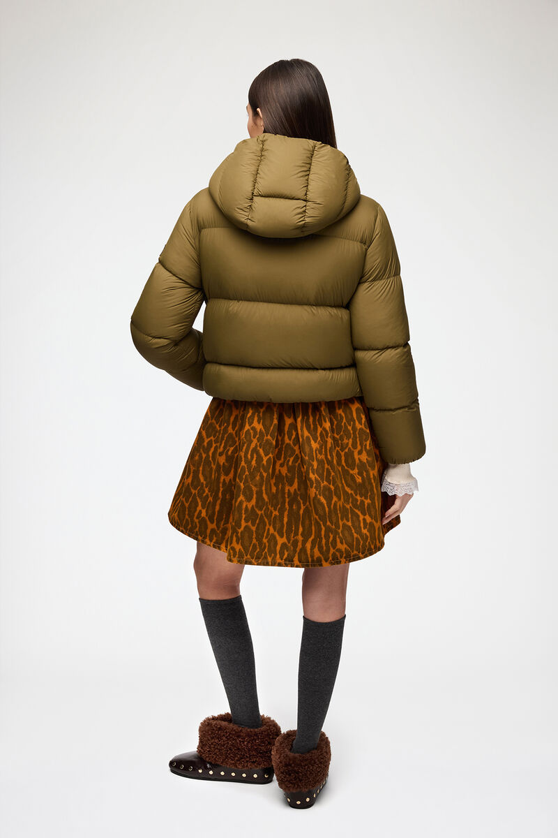 Mini puffer i Future nylon, Recycled Polyamide, in colour Military Olive - 3 - GANNI