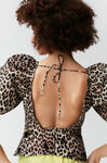 Utsmykket bluse med åpen rygg, Polyamide, in colour Leopard - 4 - GANNI