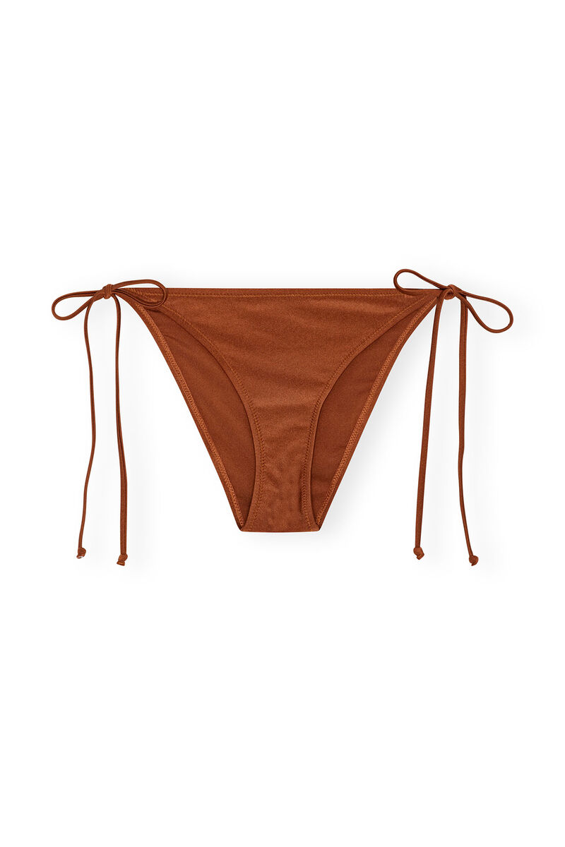 Brown String Bikini Briefs, Nylon, in colour Copper Brown - 1 - GANNI