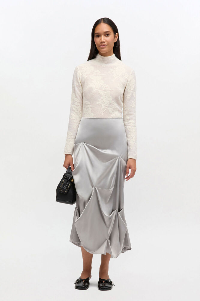 Grey Draped Skirt, Mirage Gray