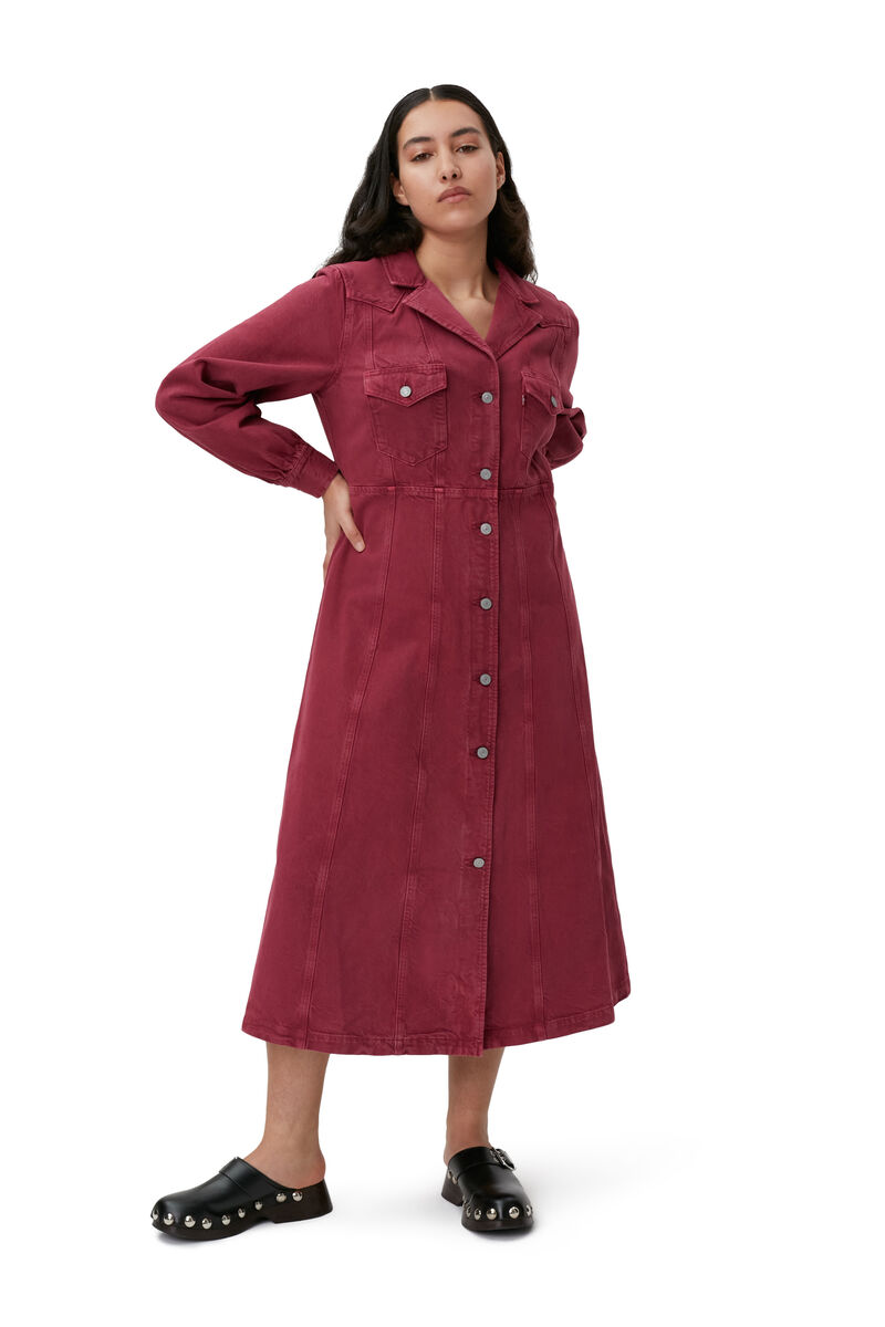Robe chemise midi, in colour Natural Tawny - 1 - GANNI