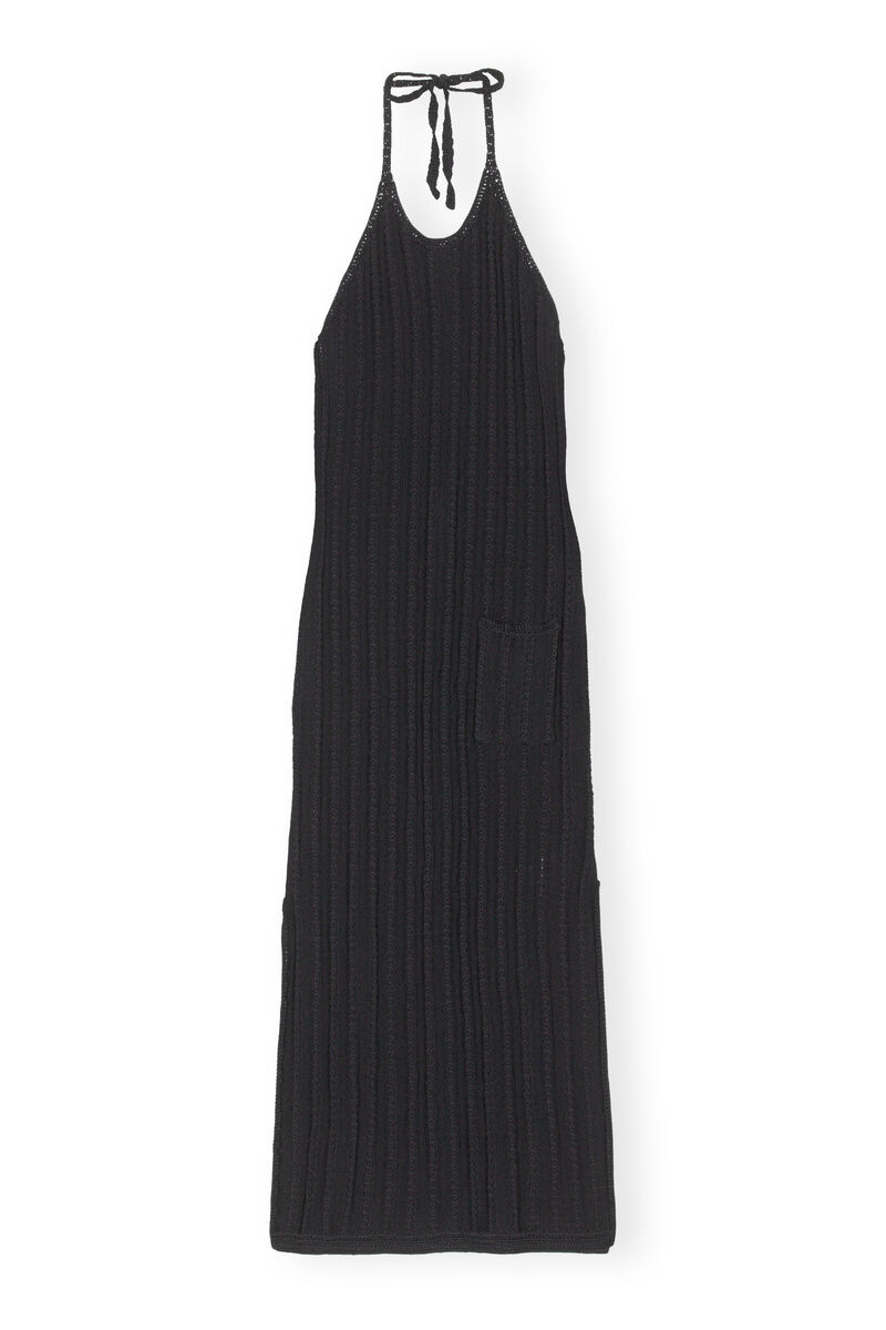 Knit Halter Midi Dress, Polyamide, in colour Black - 1 - GANNI