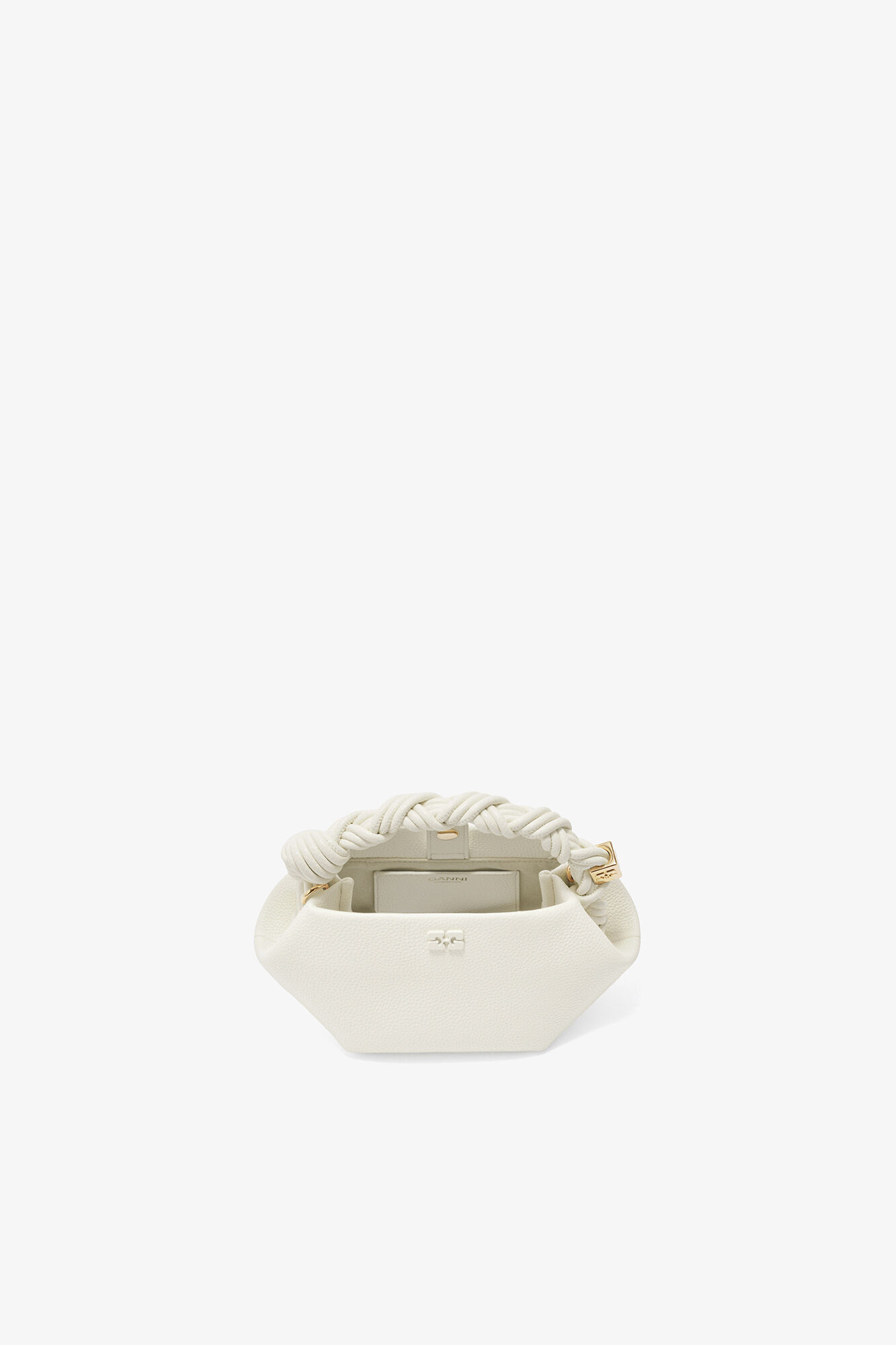 Mini Bou Bag in Grained White, Recycled Polyester, in colour Egret - 3 - GANNI