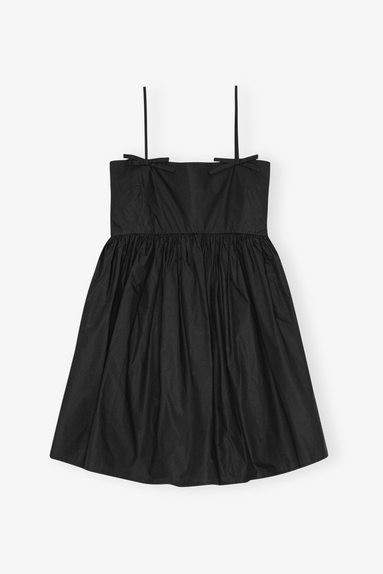 Black Cotton Poplin Stropkjole, Cotton, in colour Black - 1 - GANNI