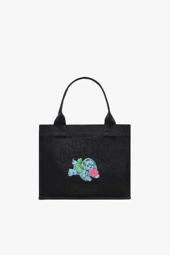 Black Puppy Large Tote, Phantom