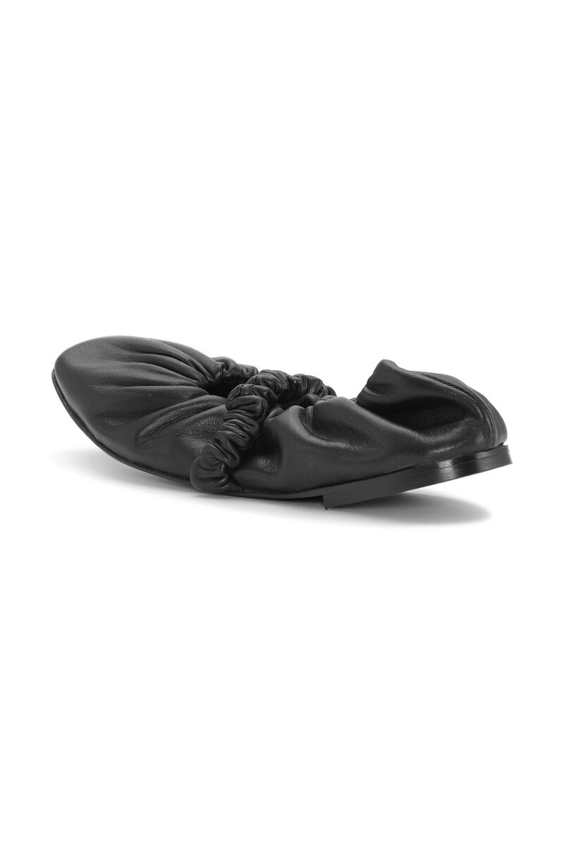 Scrunchie Ballerinas, Leather, in colour Black - 2 - GANNI