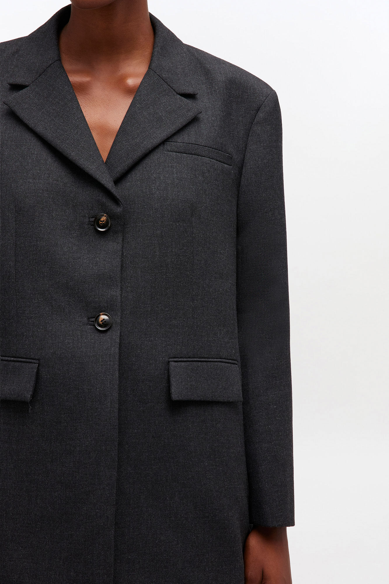 Grey Wool Suiting Blazer | GANNI US