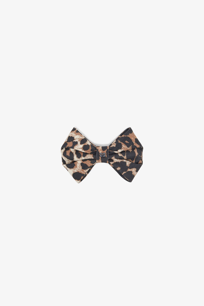 Leopard Bow Hairclip, Almond Milk
