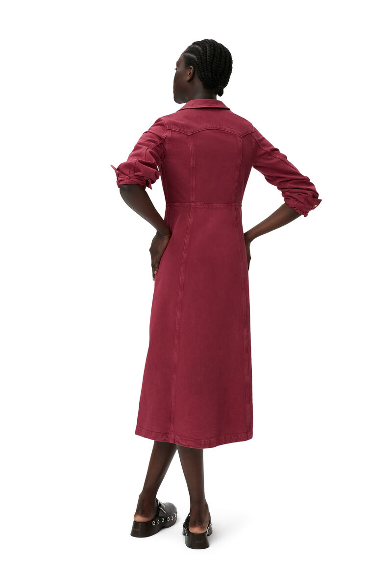 Midikleid im Hemd-Stil, in colour Natural Tawny - 6 - GANNI