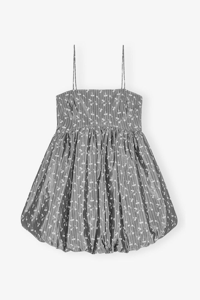 Grey Jacquard Strap Mini Dress, Smoked Pearl