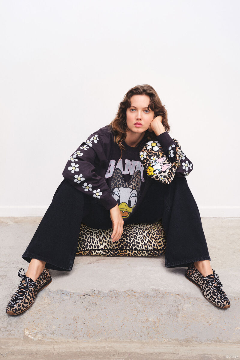 GANNI x Disney Daisy Duck Black Sweatshirt, in colour Phantom - 1 - GANNI