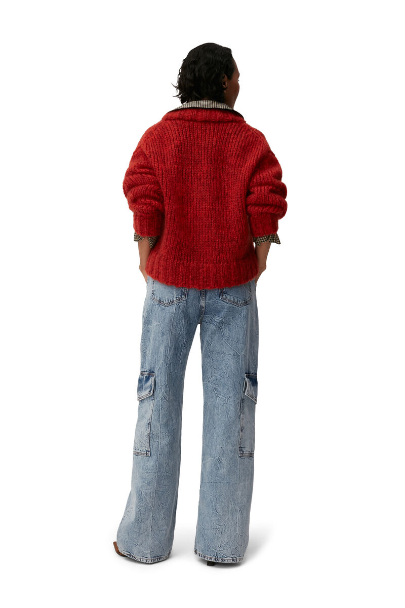 Mohair Pullover, Merino Wool, in colour Fiery Red - 6 - GANNI
