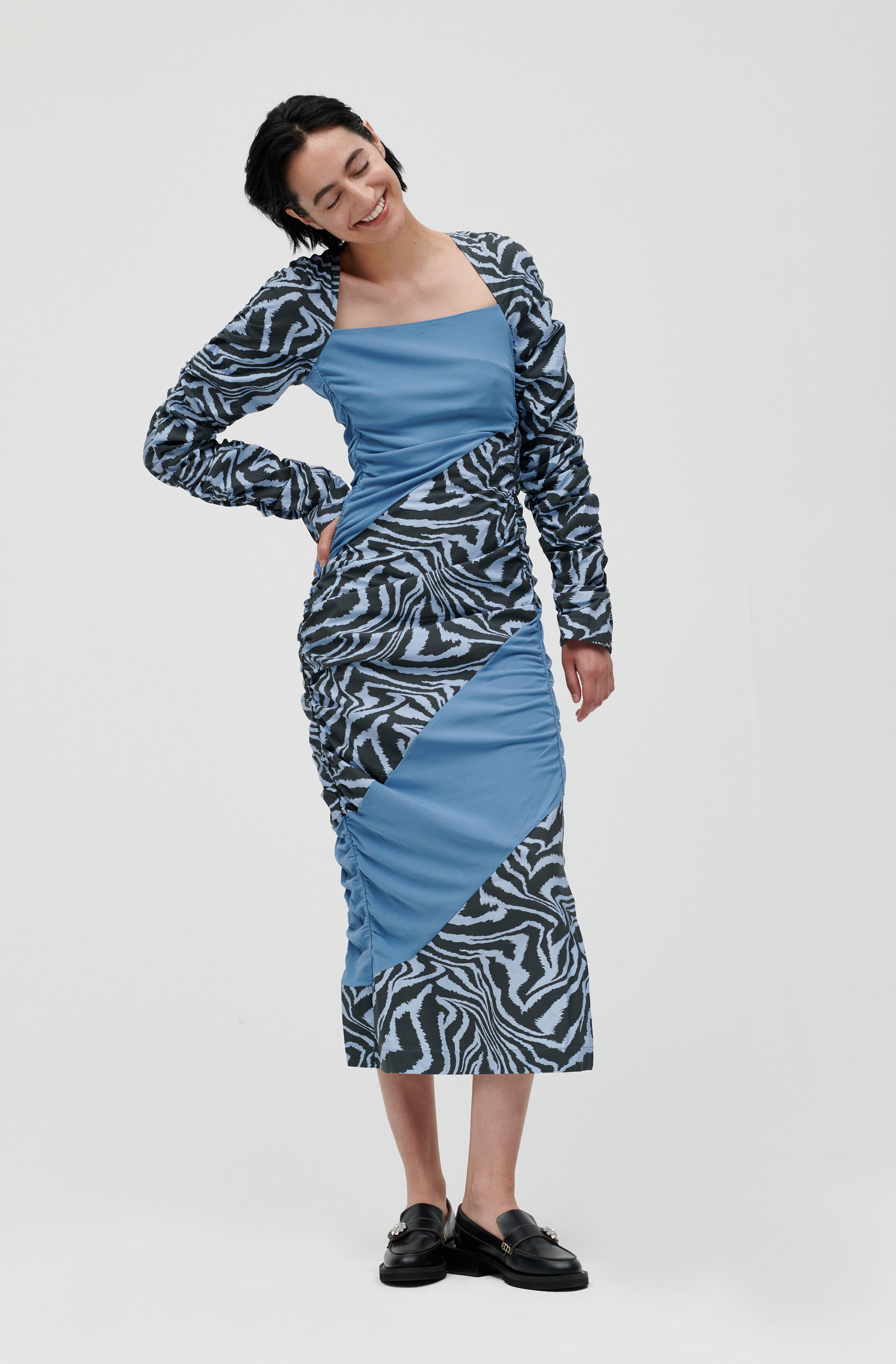 ganni patchwork dress