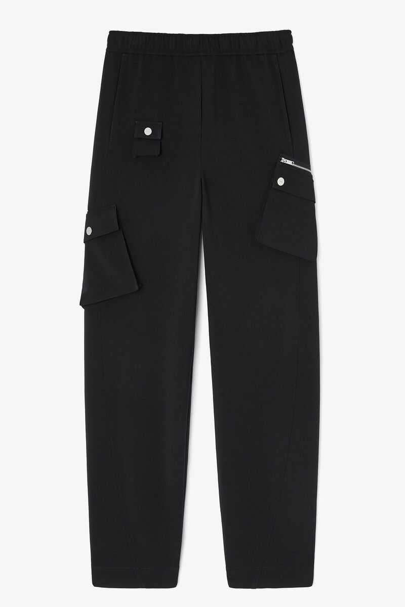 Black Twill Suiting Pants, in colour Jet Black - 1 - GANNI