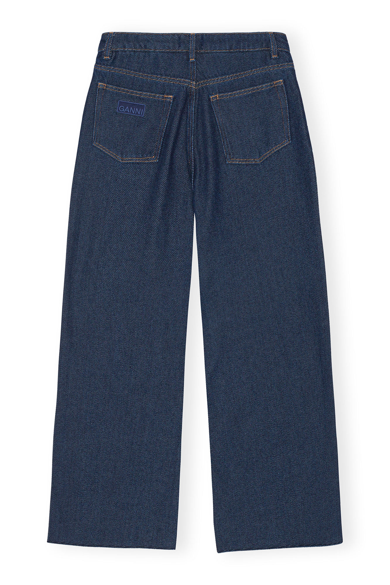 Heavy Denim Wide Drawstring Jeans, Cotton, in colour Rinse - 2 - GANNI