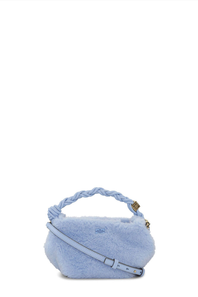 Light Blue Fluffy Mini GANNI Bou Bag, Light Blue Vintage